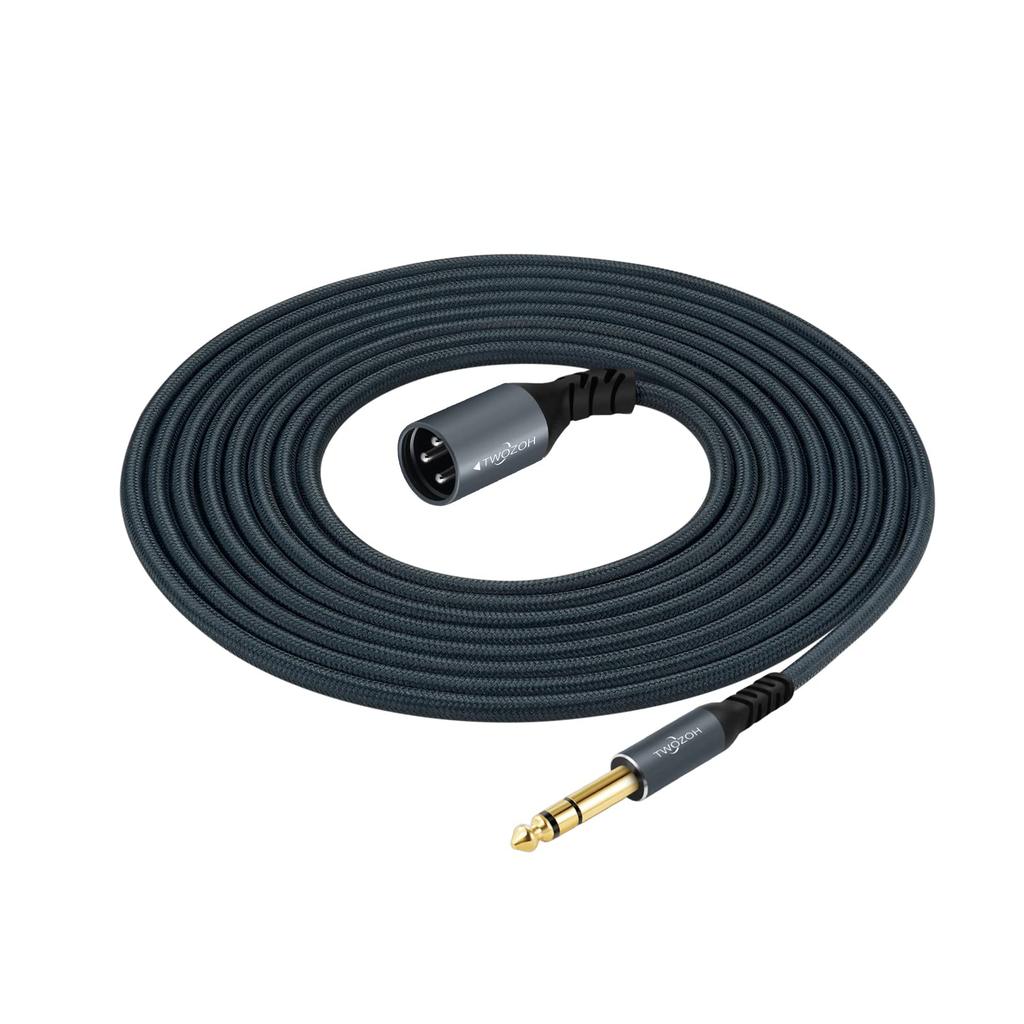 Twozoh Jack 6.35mm To XLR Male 3-Pin Audio Cable, 5M, Braided XLR Male To 14 TRS Stereo Guitar Cable (ProfessionalHifi)