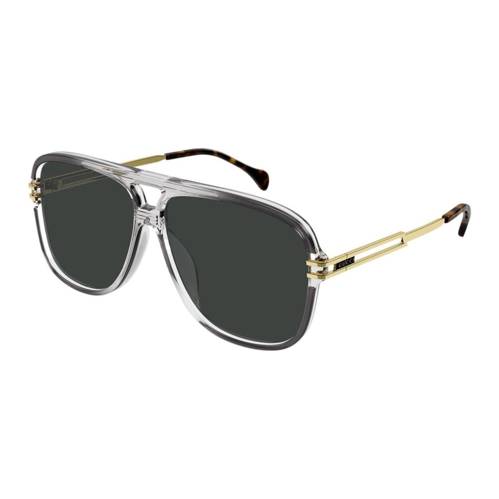 Gucci Aviator Sunglasses Grey/Gold Unisex Eyewear GG1105S-001