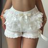 Women Lace Tiered Bloomers Shorts Lolita Maid Ruffle Frilly Pumpkin Pettipants