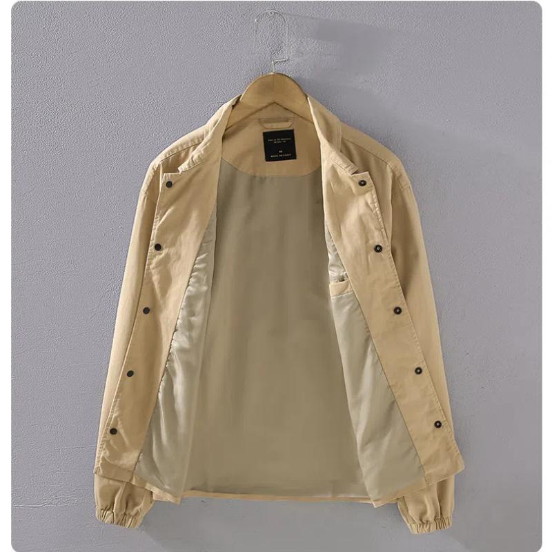 Весенние/осенние куртки для мужчин, японское простое повседневное мужское пальто с отложным воротником, однотонная куртка из чистого хлопка на пуговицах