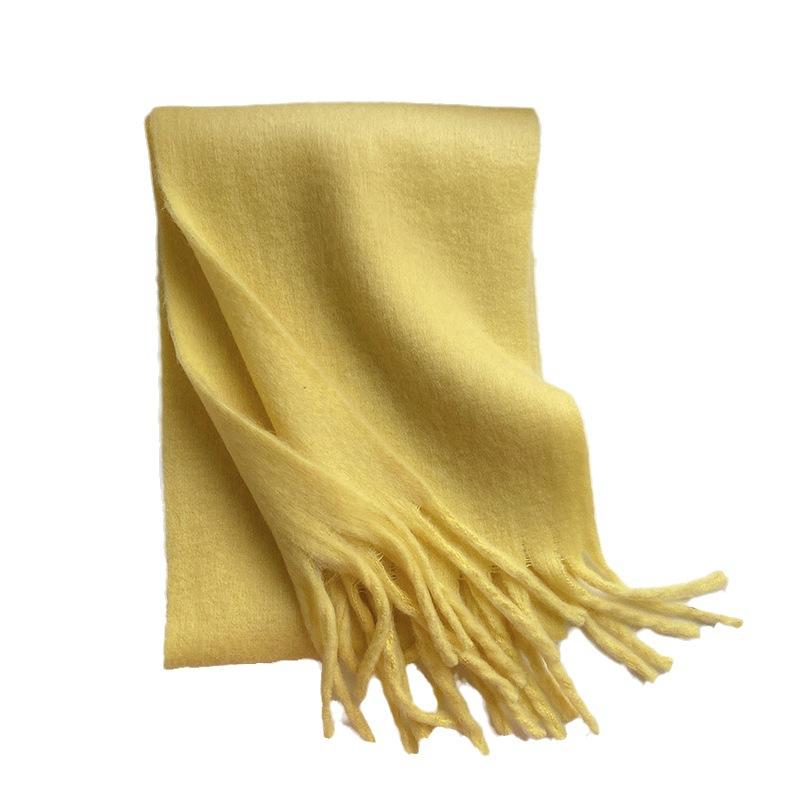 Women's Autumn Winter Warm Long Scarf Elegant Cashmere-like Pashmina Solid Color Tassel Shawl