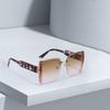 Modern Fashion Orange Grey Gradient Square Sunglasses With Orange Metal Strip Decoration Sunglasses Women  Glasses Women