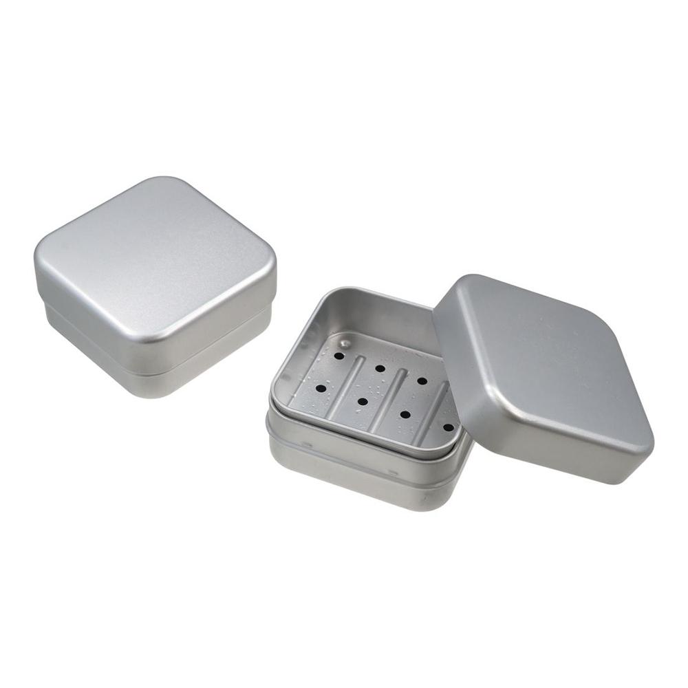 2Pcs with Lid Aluminum Soap Dish Square Soap Box Easy To Rinse Travel Soap Tray Hotel