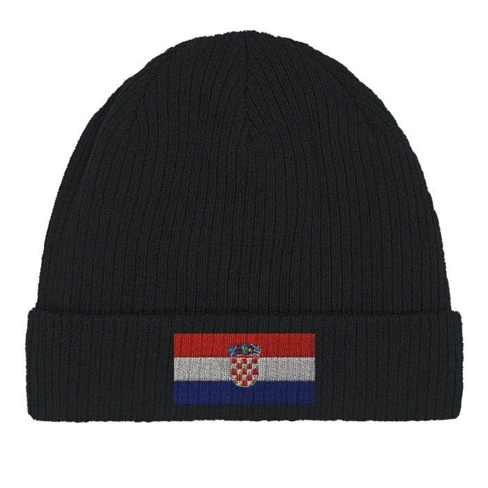 Bonnet en Coton – Drapeau de la Croatie – Broderie – Noir