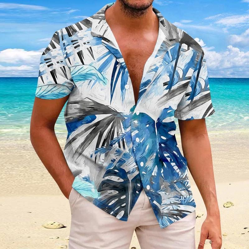 Beach Flower Men's Shirt 3d Print Hawaiian Short Sleeve Shirts For Men Summer Casual Shirt Loose Oversized Short Sleeve Tops