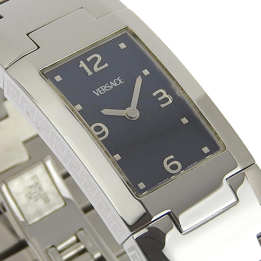 VERSACE Watches Silver/black blackDial Stainless Steel Quartz Analog display Women Used