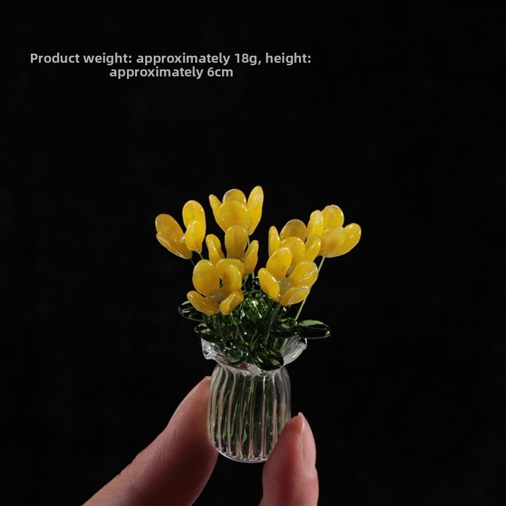 Simulation Flower Glass Flower Decor Lovely Glass Flower Bouquet for Home Room Decoration