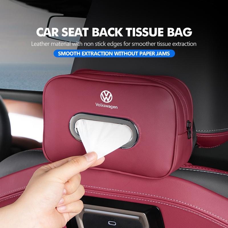 Car Headrest Tissue Bag Leather Durable Tissue Storage Organizer For Volkswagen VW Polo Jetta Sagitar Magotan Passat B5 B6 B7 CC zr6