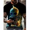 New Summer Men's Fashion T-shirt Personality Skeleton Printed Men's T-shirt Top