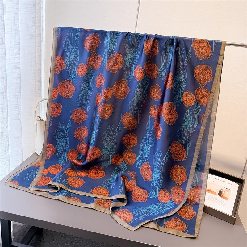 Весенне-летний тонкий платок с принтом для защиты от солнца, длинный шарф с цветочным узором, женская шаль, универсальная бандана на голову, модный пляжный платок