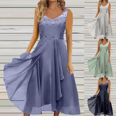 Женское платье Шифоновое элегантное кружевное лоскутное платье без рукавов с вырезами Вечернее платье подружки невесты