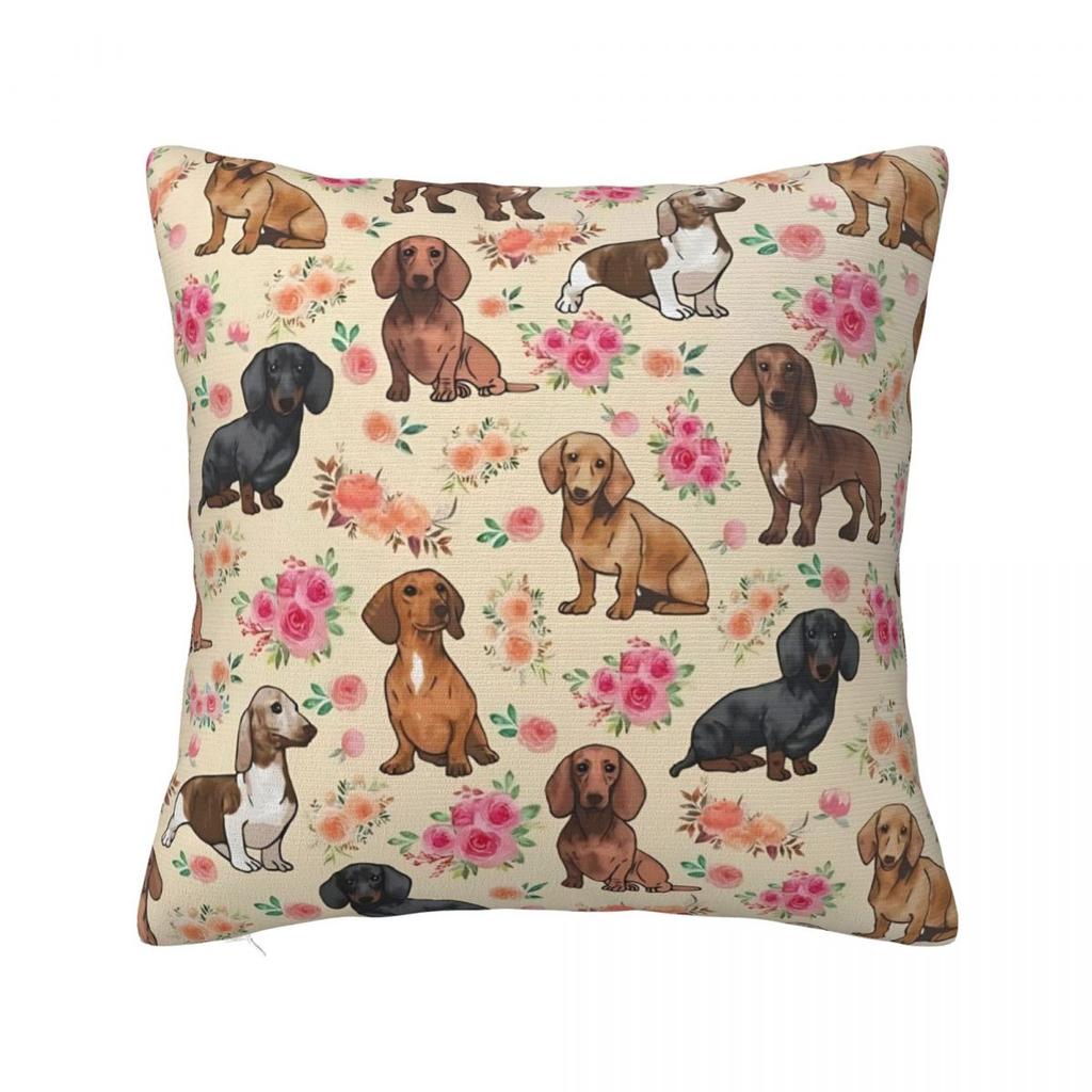 Dachshund Dog Art Throw Pillow Cover Polyester Throw Pillow Wiener Sausage Doxie 4545cm Pillowcase