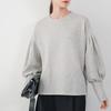 New Autumn and Winter Women's Round Neck Lantern Sleeve Solid Color Sweatshirt Loose Casual Pullover Top Long Sleeves