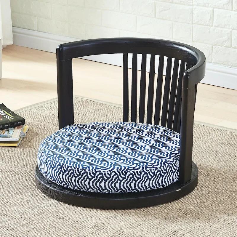 Японское кресло для медитации - с подлокотниками и поддержкой спины, традиционный азиатский напольный стиль татами, кресло из массива ясеня