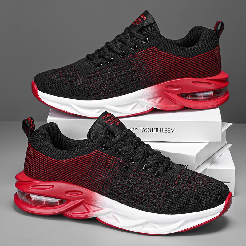 New Fly-woven Breathable Sneakers Air Cushion Shoes Sneakers Casual Net Shoes Shock-absorbing Running Shoes Men