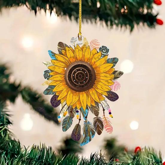 Подвесной автомобильный орнамент в виде подсолнуха, симпатичное ретро-украшение для салона автомобиля в виде подсолнуха, многофункциональный брелок для зеркала заднего вида