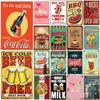 Coffee Beers Hotdogs Cola Pizza Hamburg Iced Tea Metal Tin Signs Retro Wall Decor for Restaurant Bars Cafe Clubs Posters Plaque