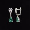 Light Luxury 925 Sterling Silver Dangling Earrings Created Pear 7*10mm Emerald Nano Jewelry for Mom's Anniversary Gift