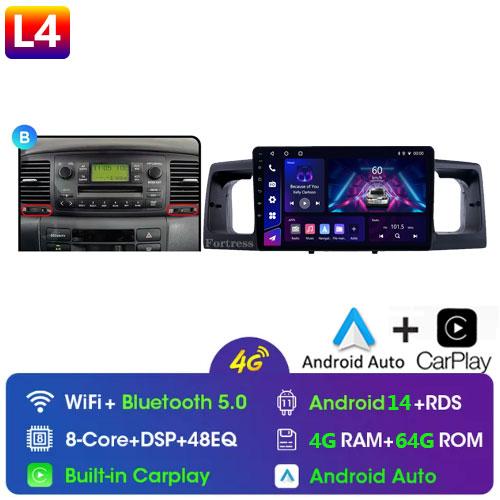 2Din Android14 для Toyota Corolla E120 E130 2000-2004 Автомобильный Радио Мультимедиа Видео Плеер GPS Навигация Carplay Стерео Автомагнитола