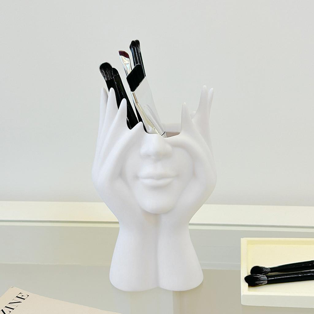 Creative Human Body Art Makeup Brush Holder Office Desk Pen Holder Gift for Family Coworkers for Vanity Dresser Office