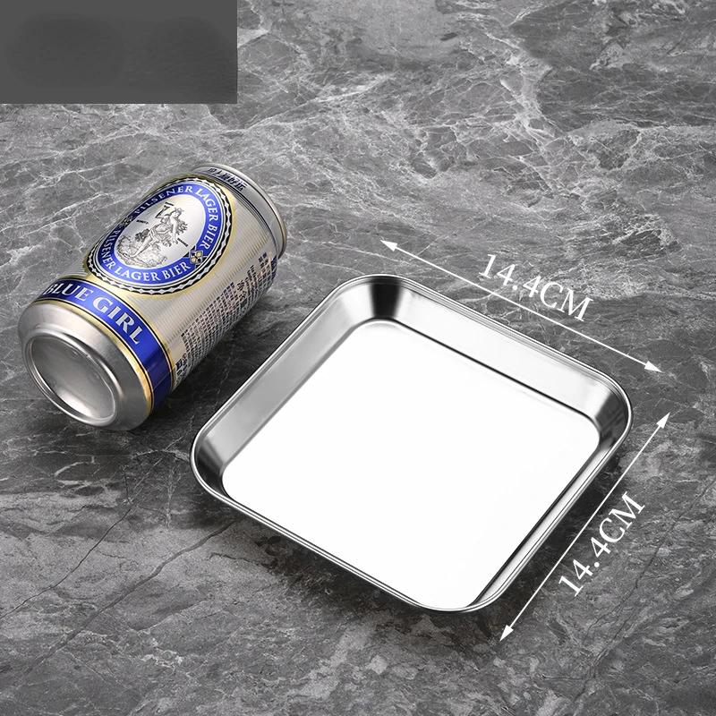 Квадратная тарелка из нержавеющей стали 304, золотистые толстые шампуры, тарелка для ресторана, коммерческого использования, с плоским дном, корейская посуда для барбекю