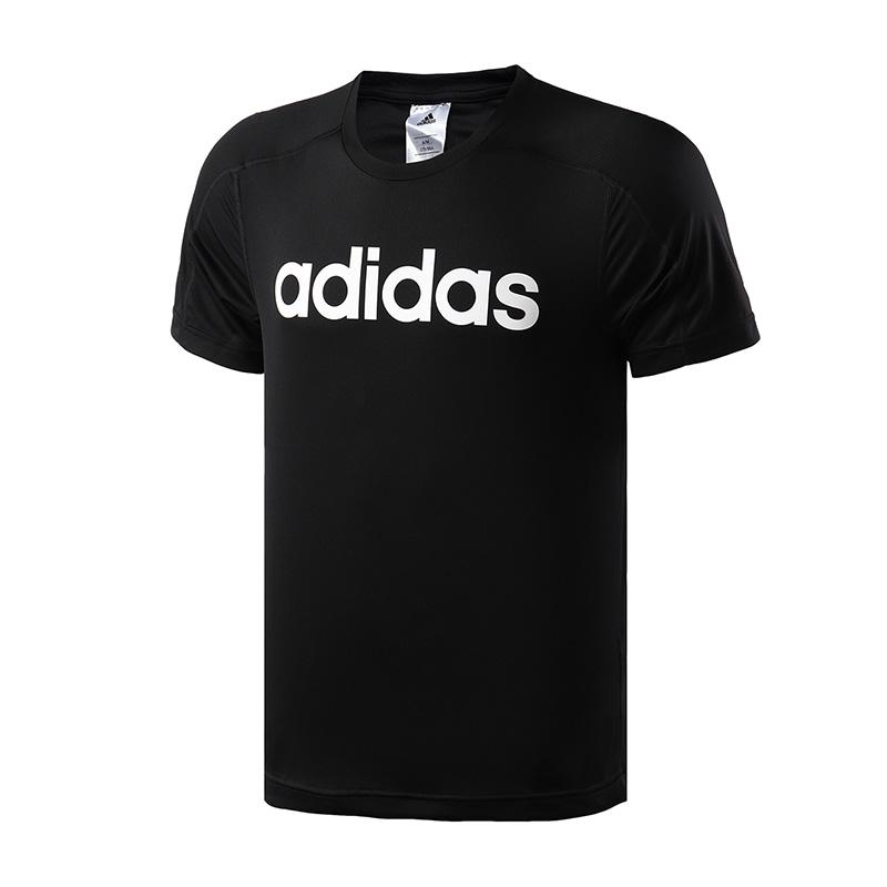 adidas Футболки Мужские Черные С Круглым Вырезом Умеренный Прямой Крой DU1246