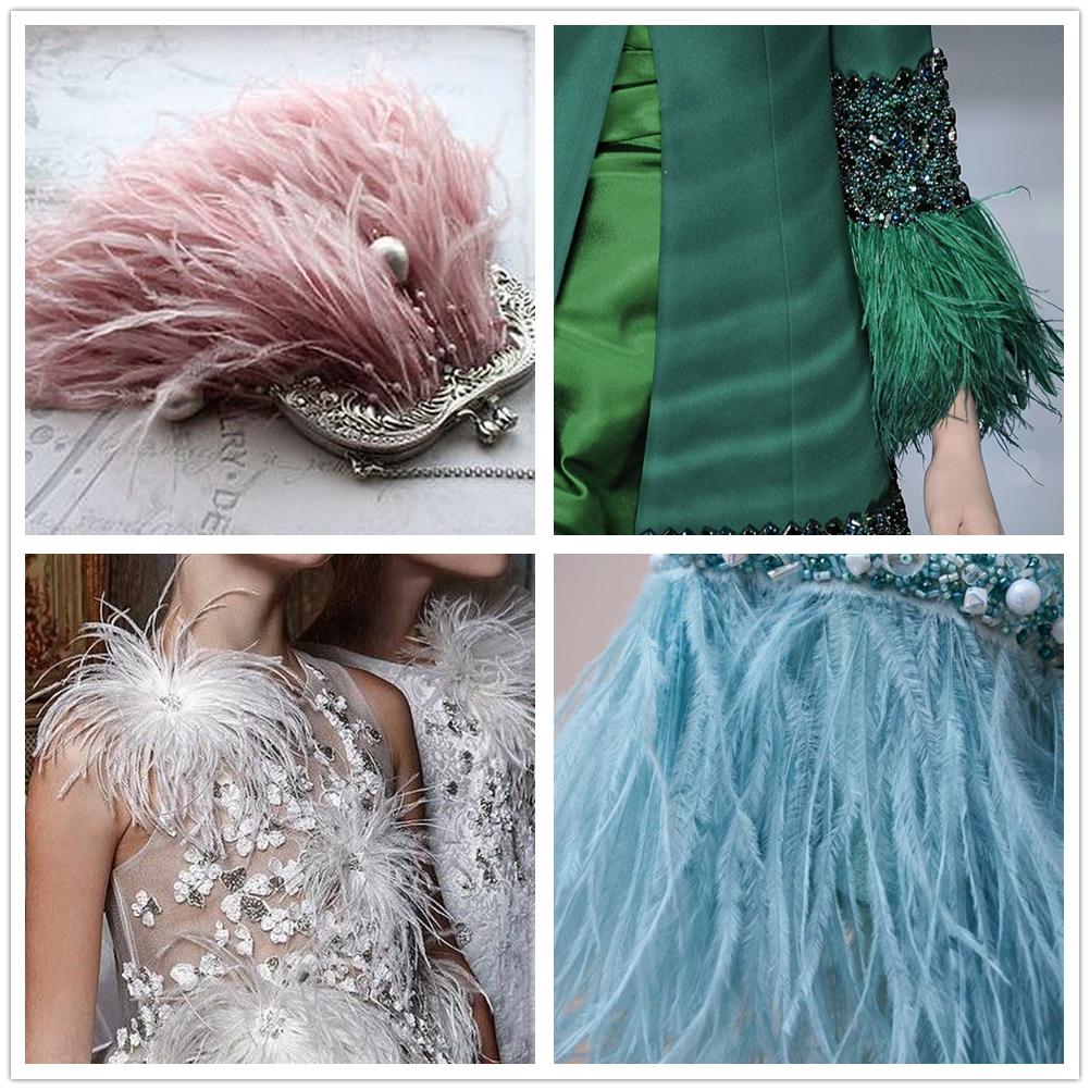 FeatherLight Blue Ostrich Feather Trim Ribbon Real Ostrich Feathers Fringe Trims for Party Clothing Sewing Decoration Plumes Diy Crafts