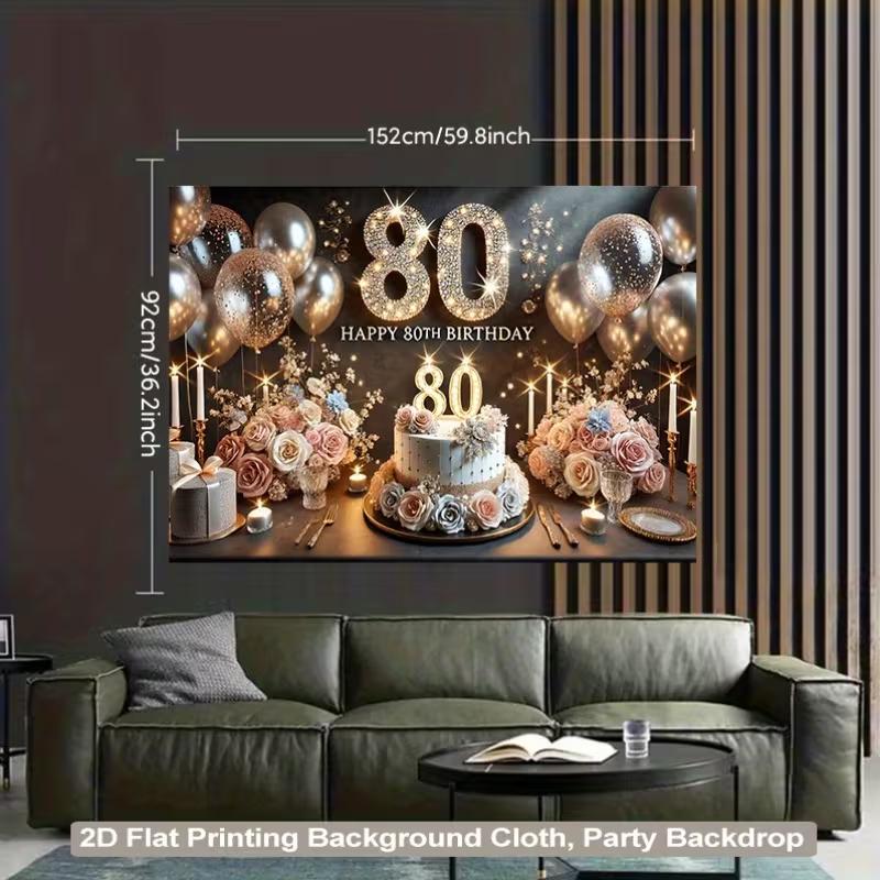 2D Diamond & Flower 80th Birthday Photography Background