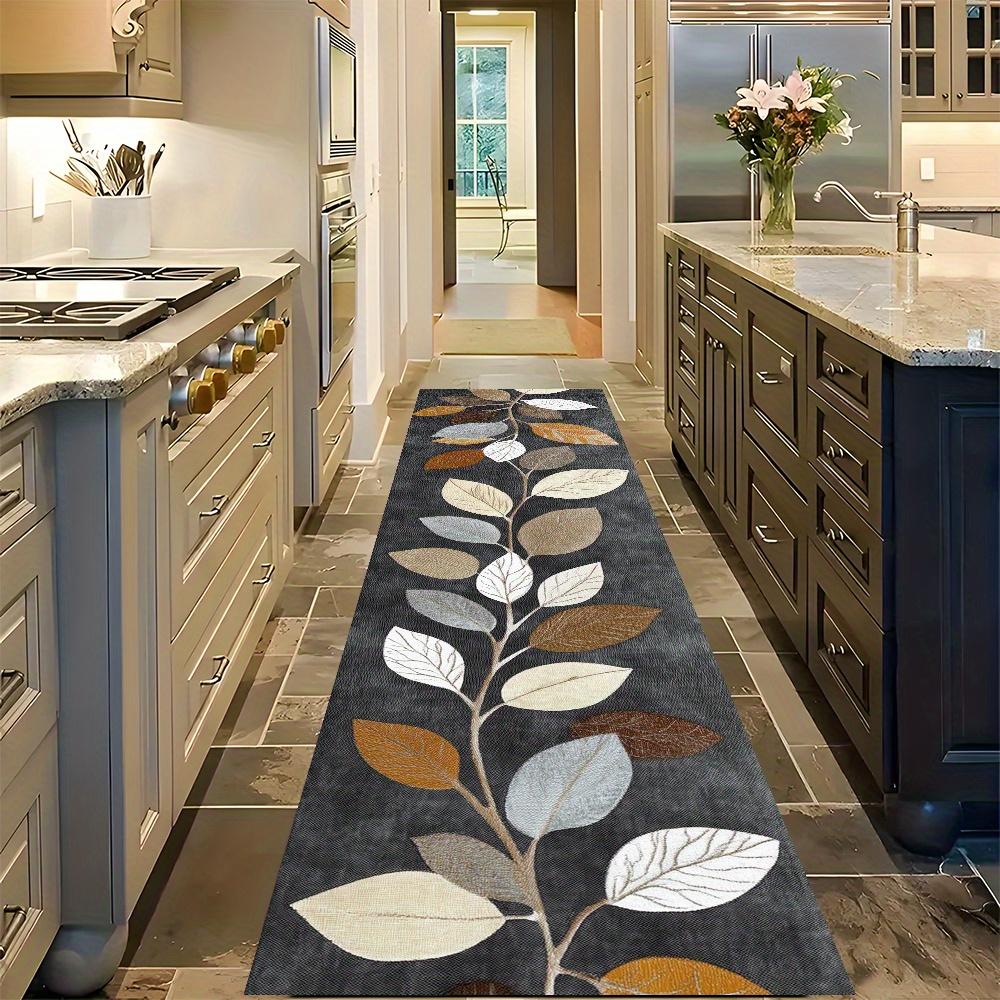 VIKAMA Leaf Vine Kitchen Rug Non-slip, Stain-resistant Entrance Hallway Mat Bedroom & Dining Room Runner Home Decor