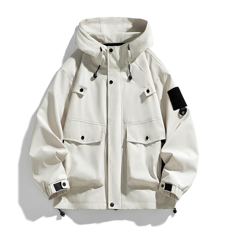 Men's Hooded Jackets Fashion Loose Outwear Male Solid Waterproof Outdoor Bomber Jacket Casual Couple Streetwear Tops