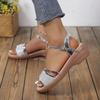 2025 European and American Summer New Large Size Fish Mouth Sandals Women's Shoes Slope Heel Independent Station Women's Sandals