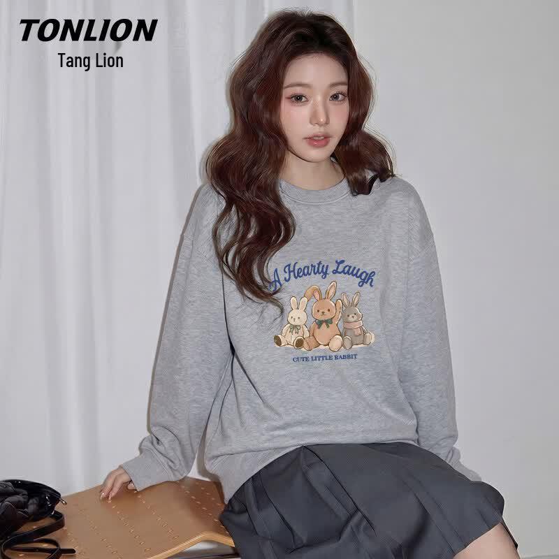 Женская толстовка с длинным рукавом и графическим изображением кролика TonLion