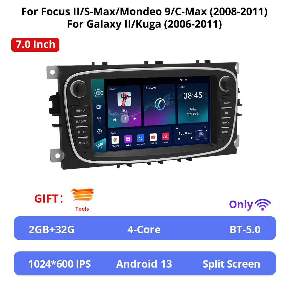 NAVIGUIDE 7'' Android For Ford Focus II S-Max Mondeo 9 C-Max 2008-2011 For Galaxy II Kuga 2006-2011 Car Multimeida Player NO DVD