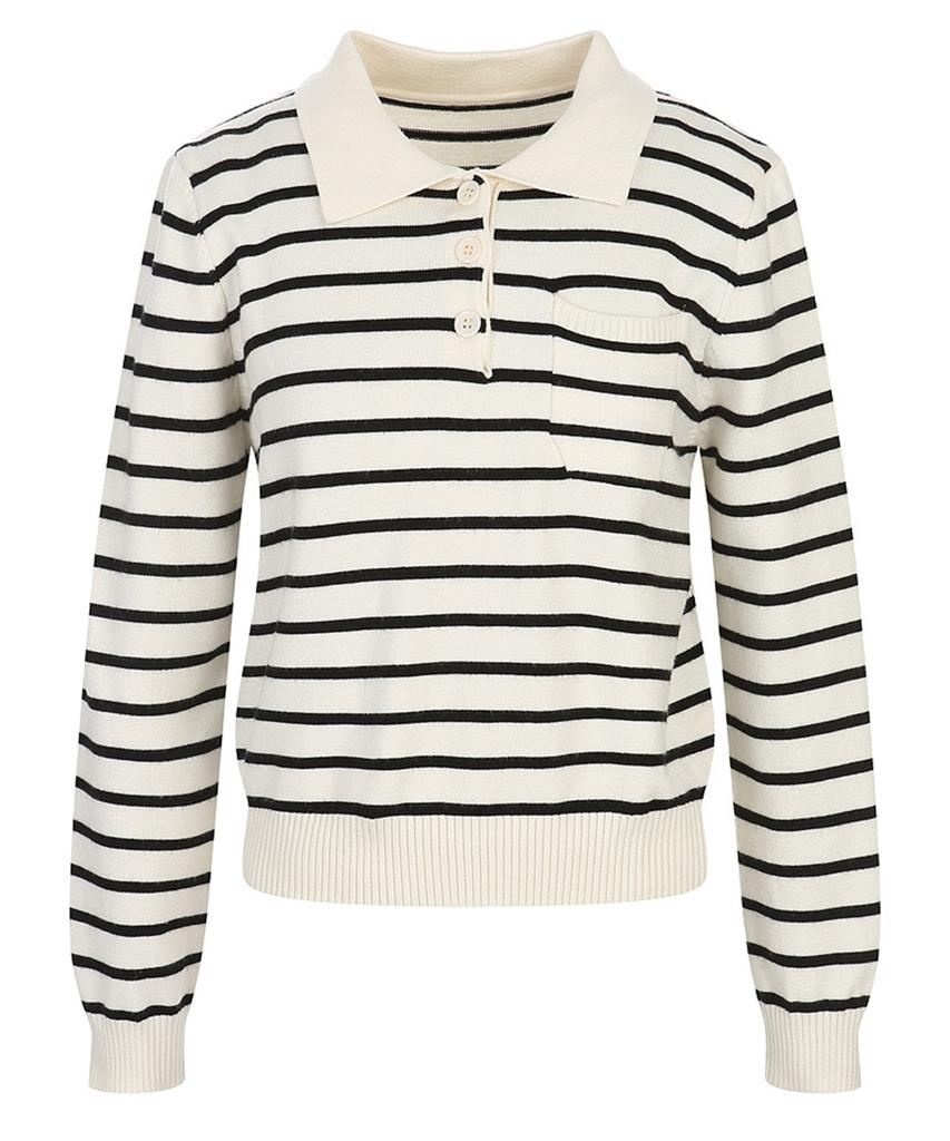 VANAKE Striped Collared Knit_Vb43Ktq305Z