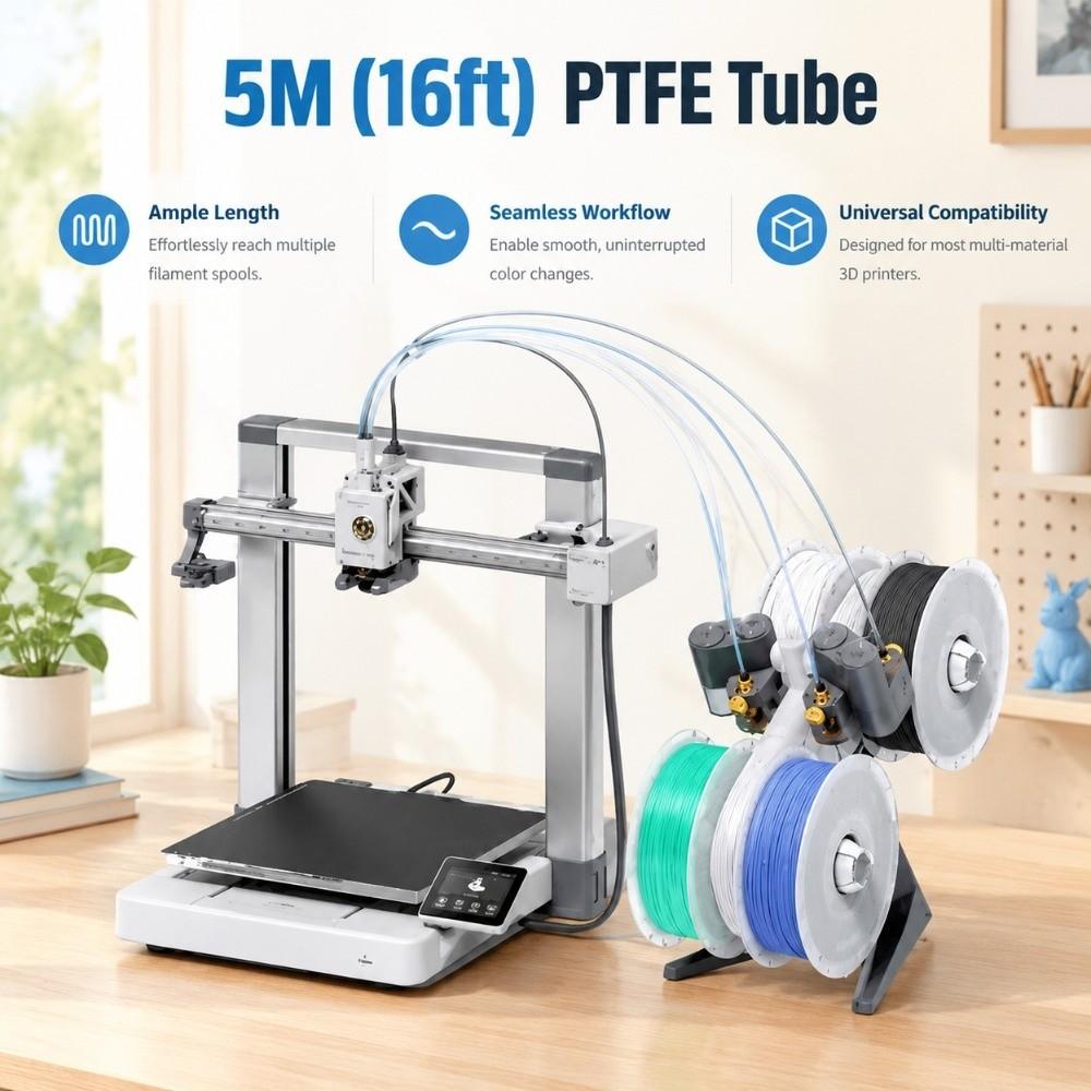 Durable 2.5mm ID PTFE Tube 1.75mm Filament 4mm OD Bowden Tubing White Color 5m Length Filament Tube For 3D Printer