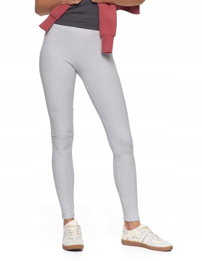 Women's High Waist Ribbed Leggings Fashionable Sporty MORAJ S/M GREY