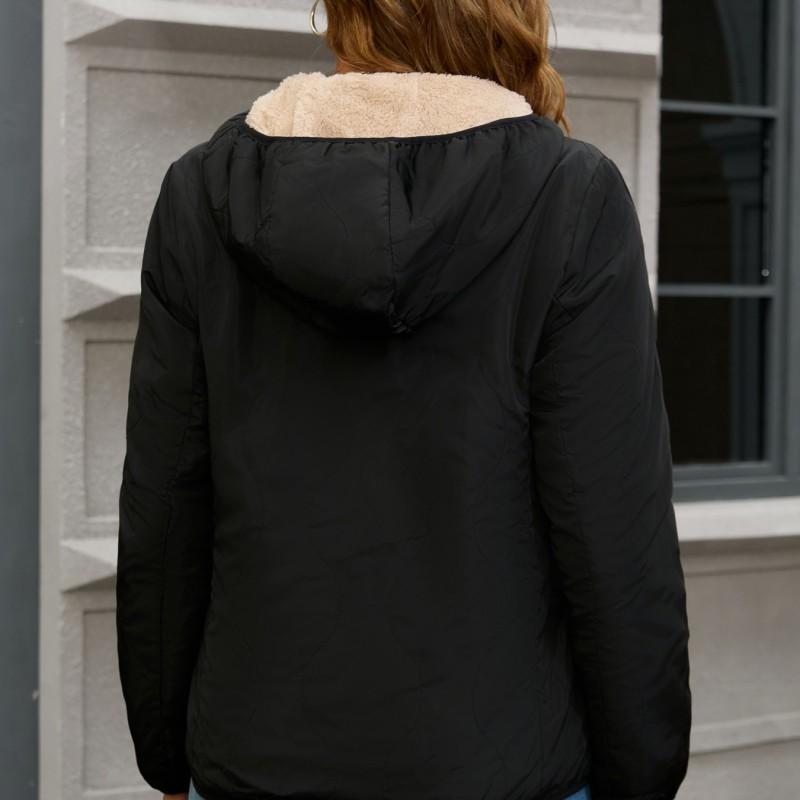 Womens Mid-Length Hooded Fleece Lined Winter Coat Plus Size Warm Puffer Jacket