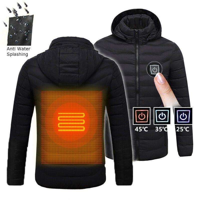 Thermal Winter Electric Usb Padded Coat Battery Heated Hoodie Jacket Warmer Body
