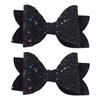 Colorful Hair Accessories for Photoshoots 2Pcs Solid Color Glitter Bow Clip Girls, Double Layer Sparkling Non Slip Clips Children Hairpin, Decorative
