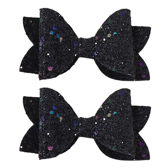 Colorful Hair Accessories for Photoshoots 2Pcs Solid Color Glitter Bow Clip Girls, Double Layer Sparkling Non Slip Clips Children Hairpin, Decorative