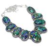 Азурит Малахит Драгоценный камень Ручная работа Серебро 925 пробы Ювелирное ожерелье 18" JCN484-387