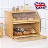 2 Tier Bamboo Bread Bin Double Layer Kitchen Storage Container Loaf Bread Box