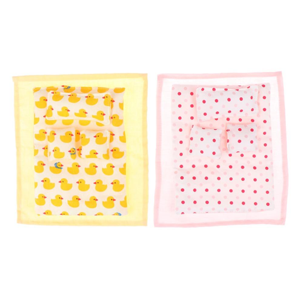 Five-piece Set Dollhouse Miniature Bed Bed Sheet 20cm Plush Doll Bedding  Doll Accessories