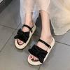 Two wearing sandals female summer flat-bottomed fairy fashion new student fashion thick-soled beach cool slippers