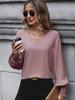 2025 Women's Solid Color Shirt with Pleated Lantern Sleeves Casual Office Tops for Spring Autumn Hot Sale