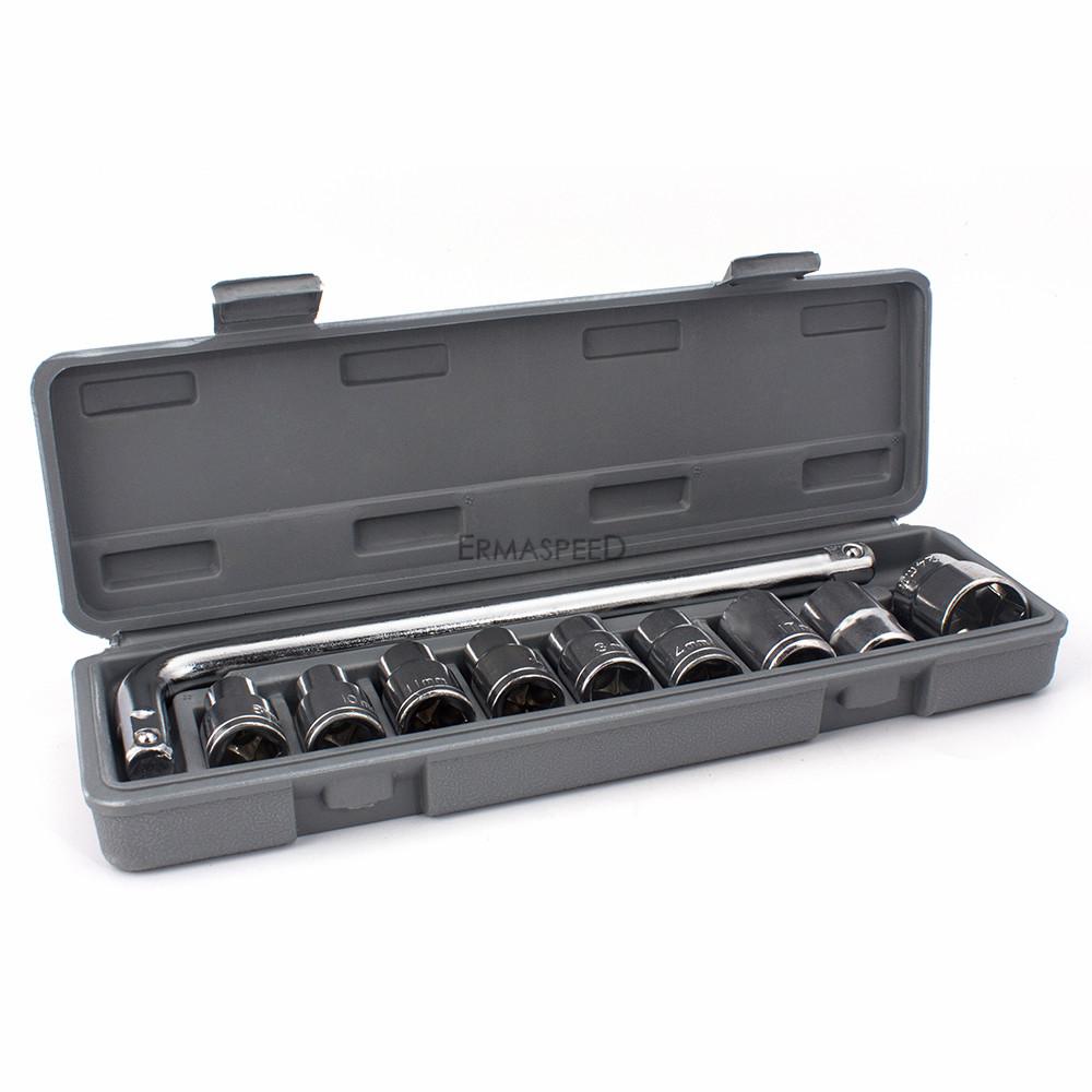 Инструменты для мотоцикла, набор коротких головок CRV, глубокая головка 8-24 мм, адаптер для динамометрического ключа с трещоткой, гаечный ключ, ремонт автомобиля, мото-велосипеда