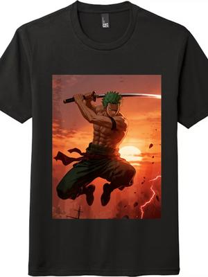 Футболка с принтом Ророноа Зоро из аниме «One Piece» | Модная свободная футболка унисекс с коротким рукавом