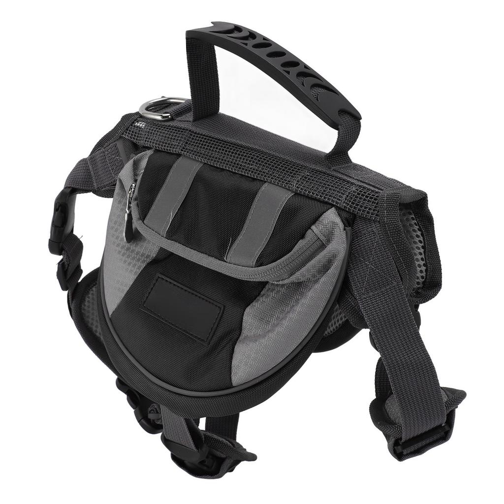 Dog Backpack Saddle Bag with Reflective Stripe Large Capacity Multifunction Dog Harness Saddlebag for Camping Travel