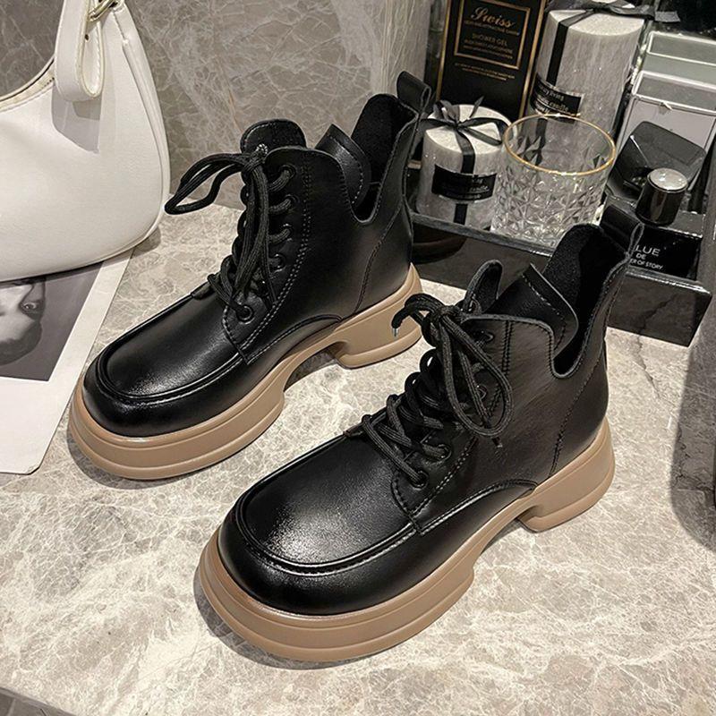 Обувь Ботильоны на платформе со шнурками женские ботильоны армейские короткие туфли на шнуровке для женщин панк-стиль массивные байкерские тенденции 2024
