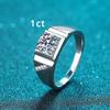 1-2ct настоящее кольцо с муассанитом для мужчин, стерлинговое серебро S925, круглый блестящий мужской обручальное кольцо с имитацией бриллиантов, ювелирное изделие, подарок